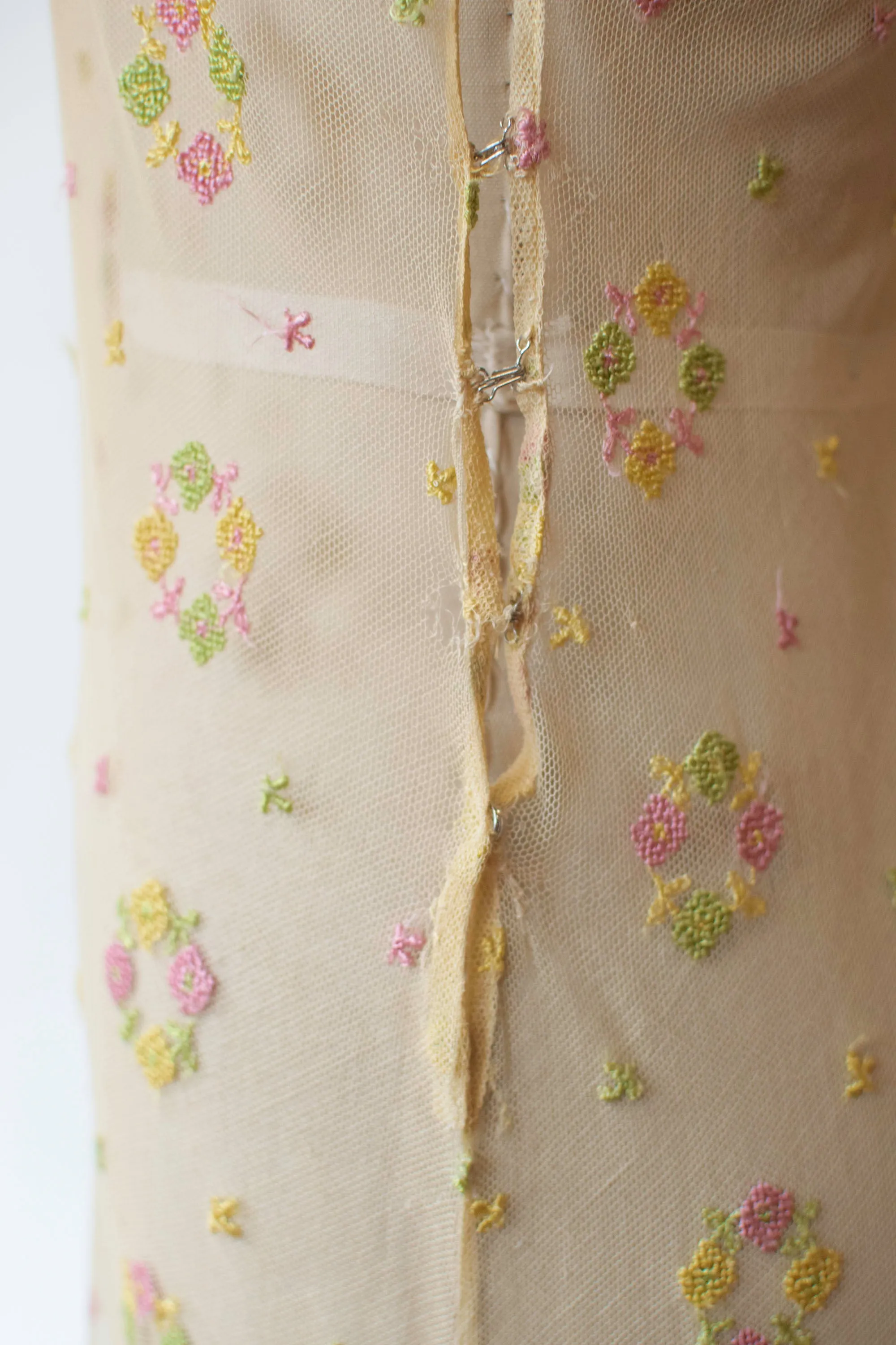 1930s Embroidered Mesh Dress