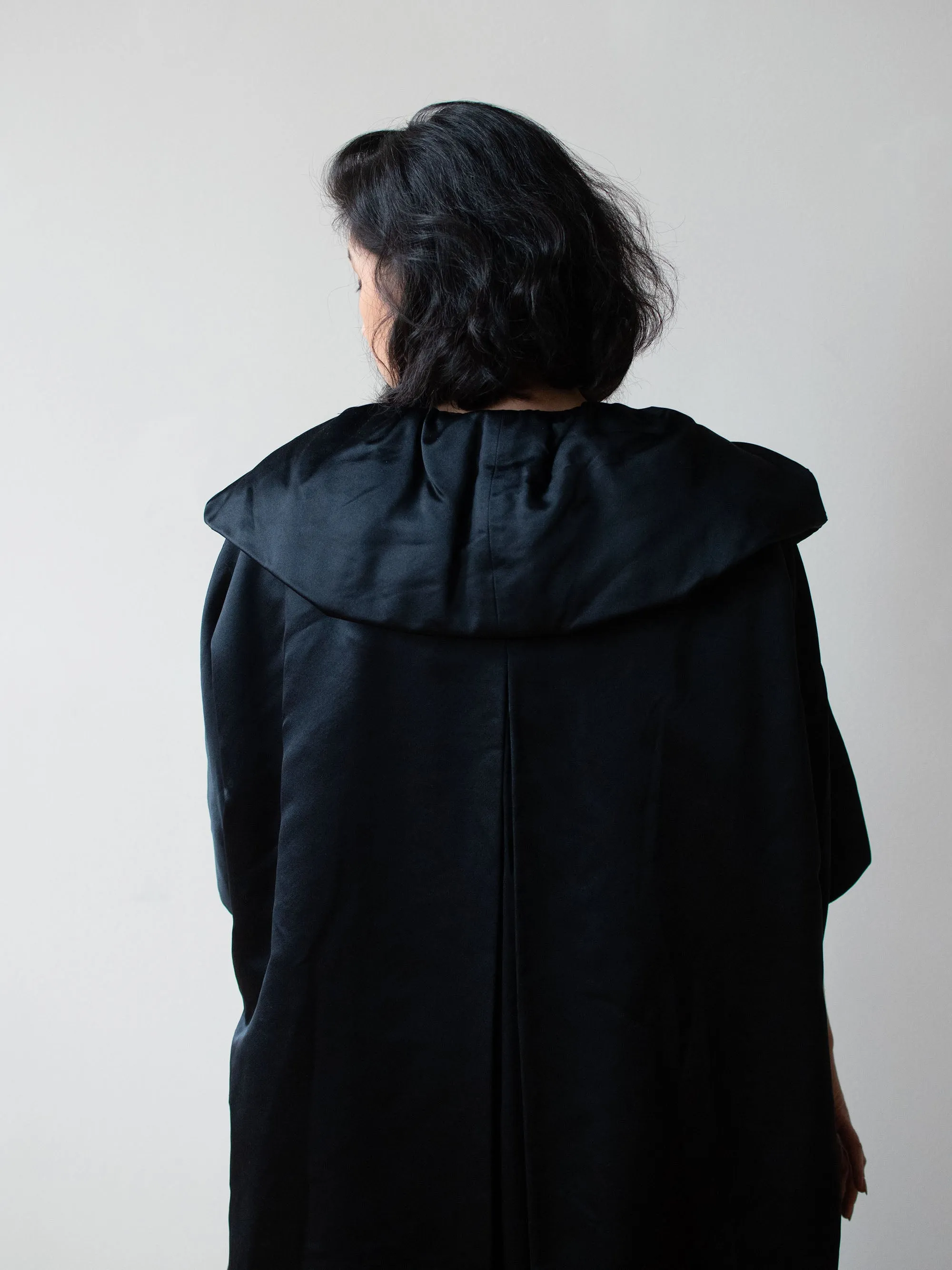 1950s Black Satin Opera Coat