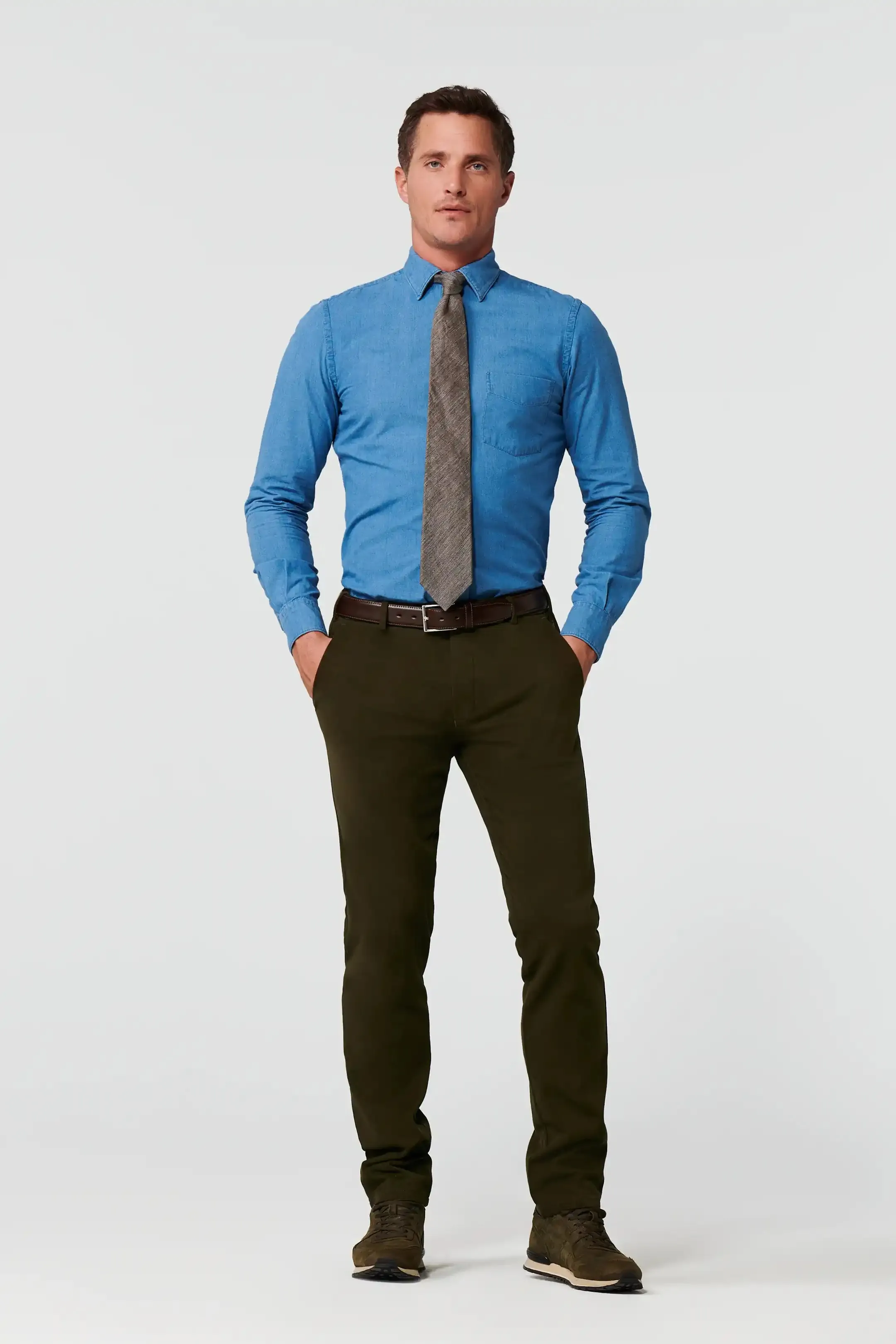 40% OFF - MEYER Exclusive Bonn Trousers - 8572 Luxury Twill Cotton Chino - Laurel Green - Size: UK 36 SHORT