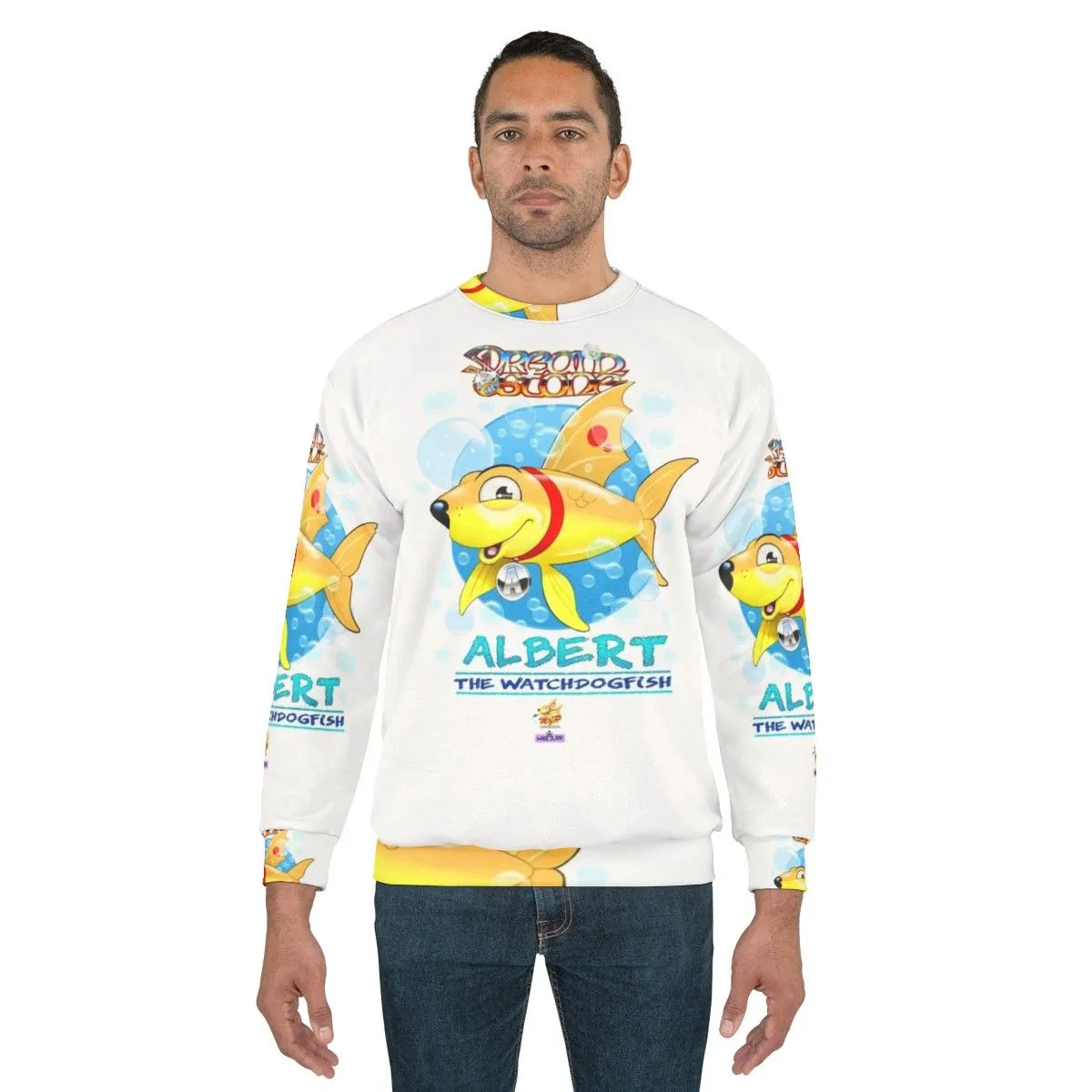 Adorable Watchdog Fish Sweatshirt - Cartoon Aquatic Guardian