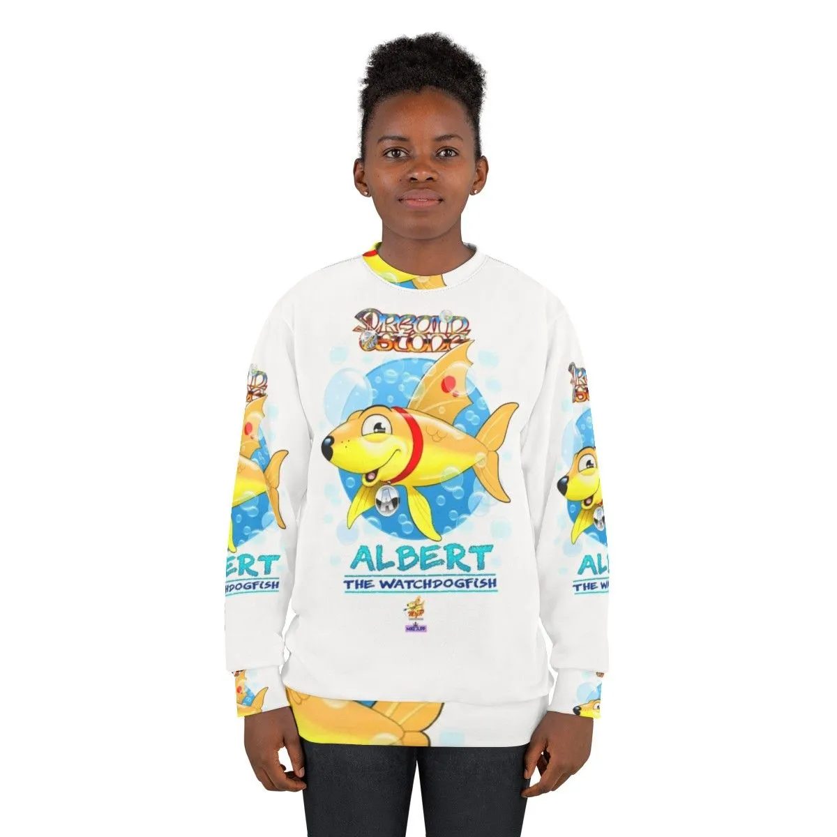 Adorable Watchdog Fish Sweatshirt - Cartoon Aquatic Guardian
