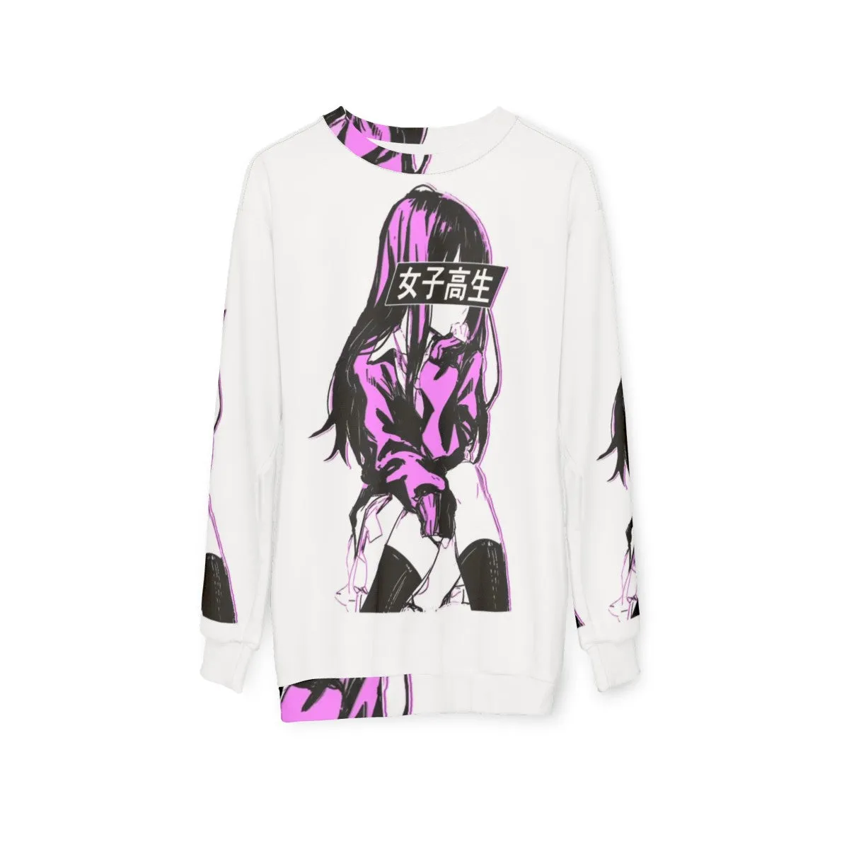 Aesthetic Anime Sweatshirt: Schoolgirl Pink Sad Japanese Style