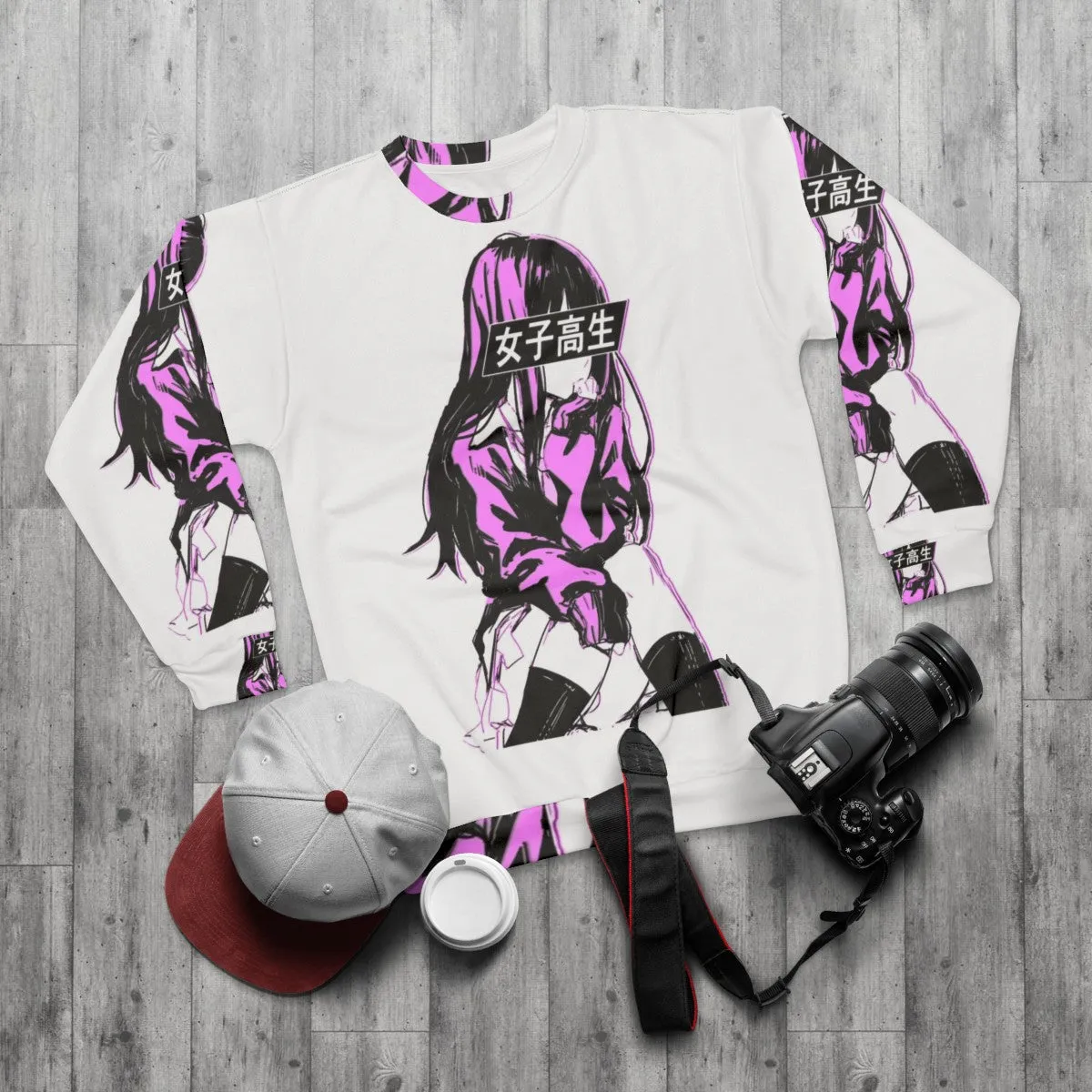 Aesthetic Anime Sweatshirt: Schoolgirl Pink Sad Japanese Style