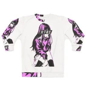 Aesthetic Anime Sweatshirt: Schoolgirl Pink Sad Japanese Style