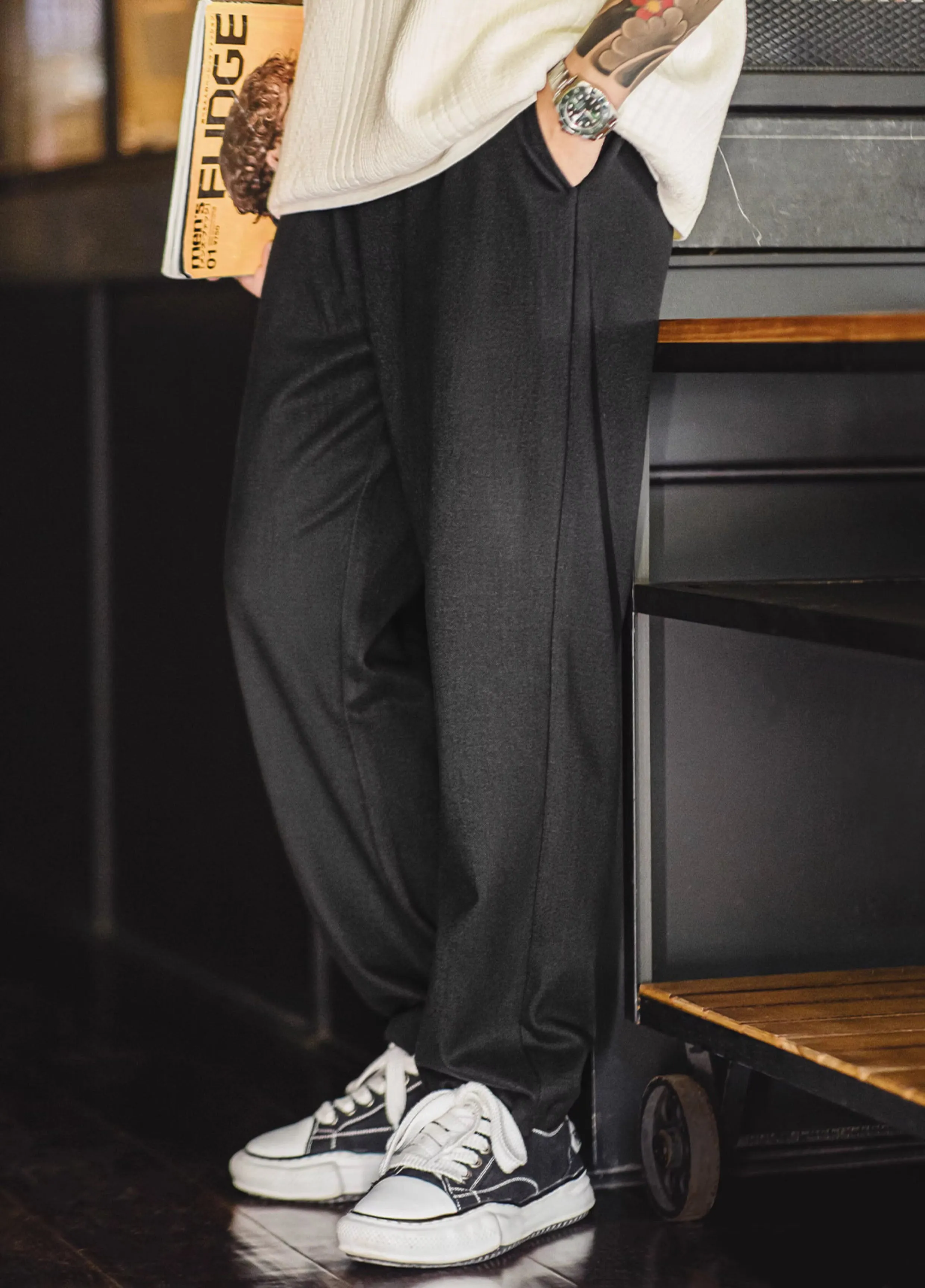 American Heavyweight Starry Woolen Brushed Men's Trousers