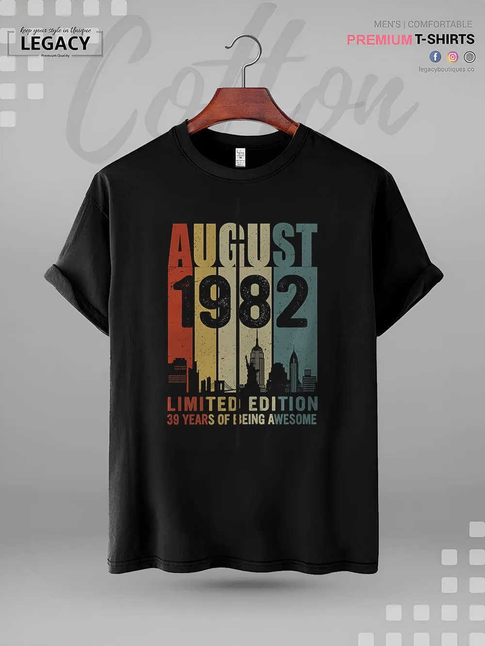 August 1982 Limited Edition 39 Years Of Being Awsome Mens XXXL Tshirt In Lowest Price Only In BD