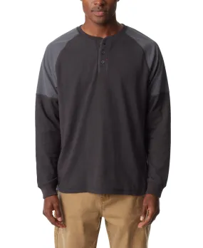 BASS OUTDOOR Mens Thermal Raglan Sleeve Henley T Shirt Forged Iron XL