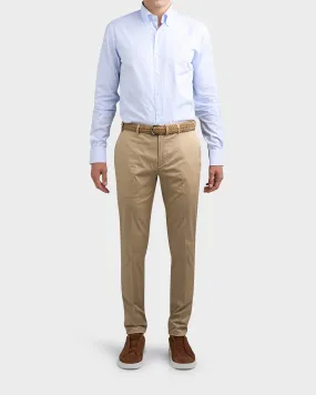 Beige Cotton Tailored Cut Chinos