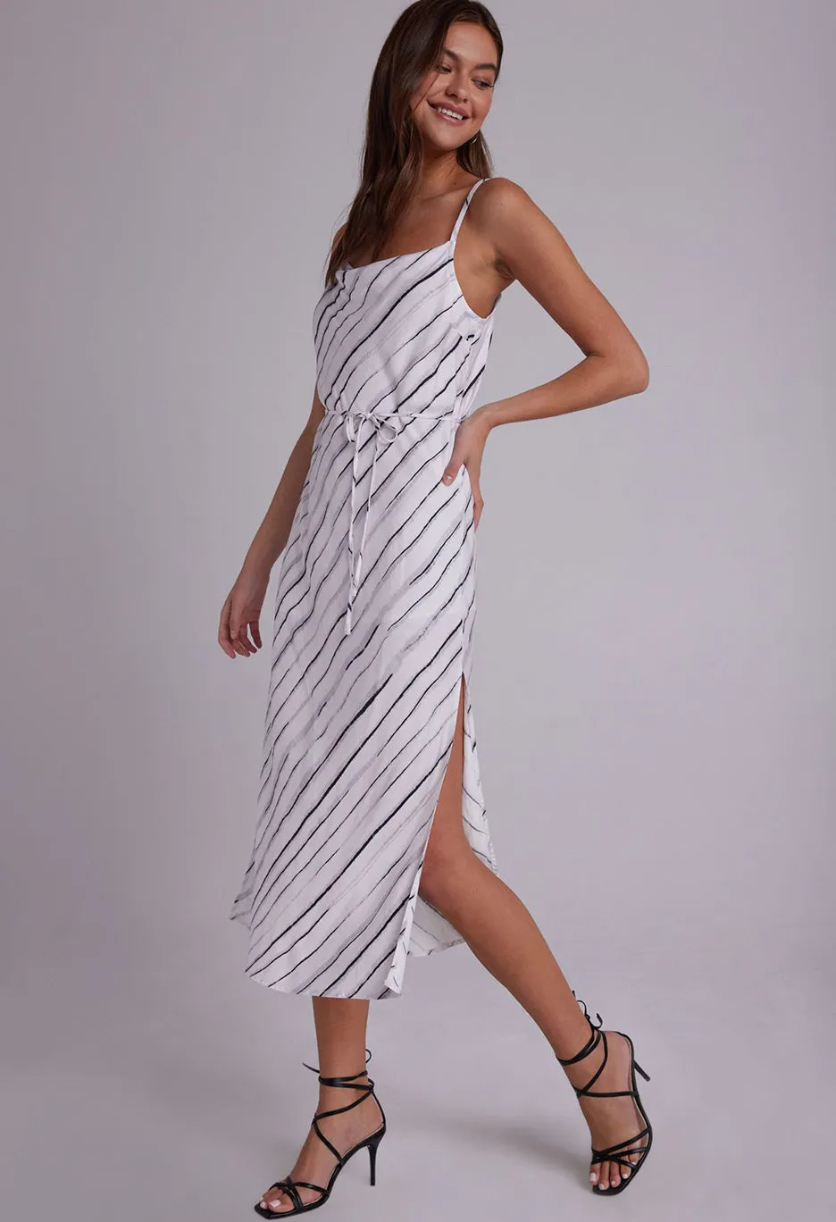 Belted Bias Slip Dress