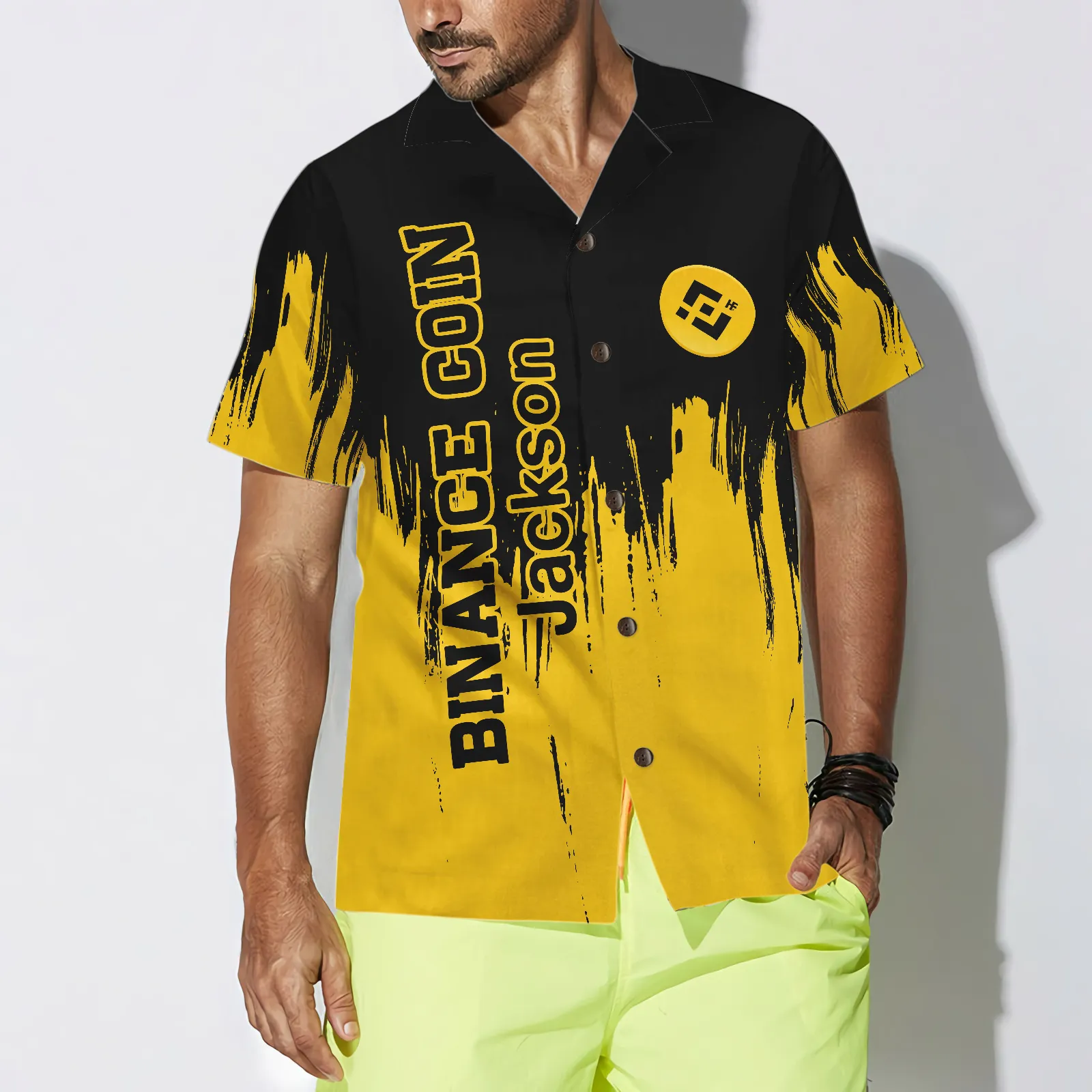 Binance Coin Black And Yellow Custom Hawaiian Shirt