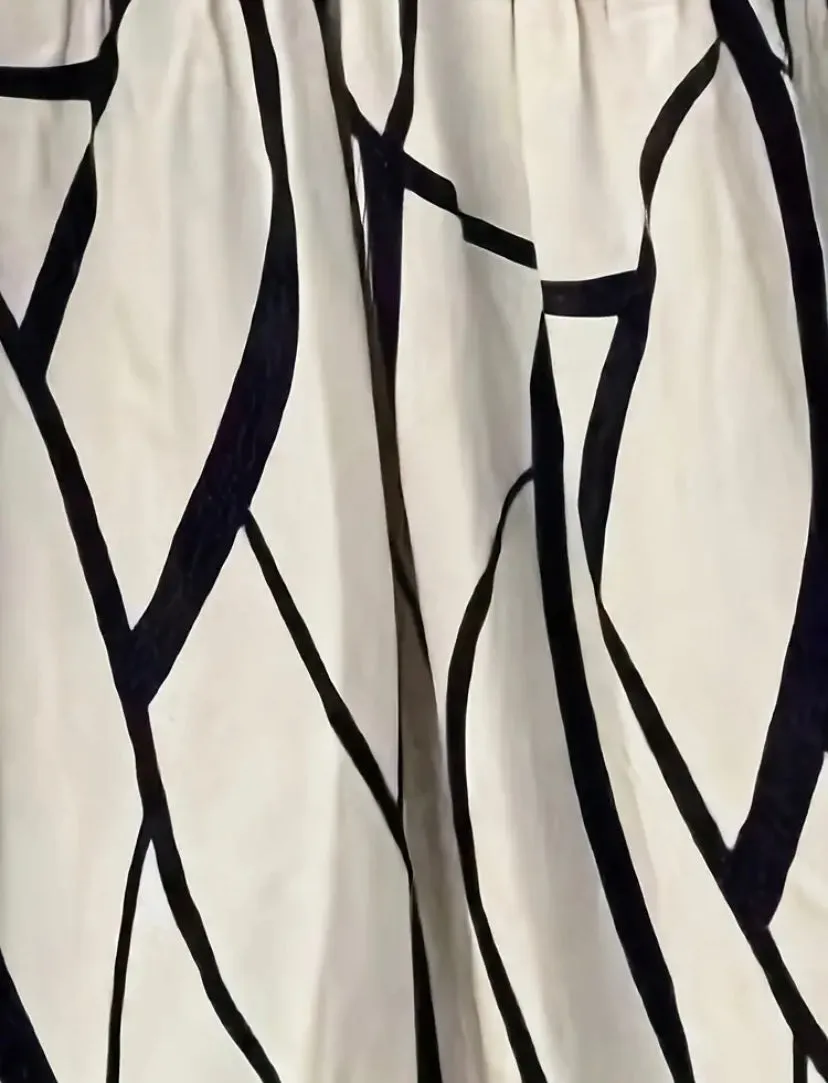 Black and White Abstract Tier Ruffle Maxi Dress
