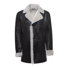 Black Jozef's Buttoned Shearling Leather Coat