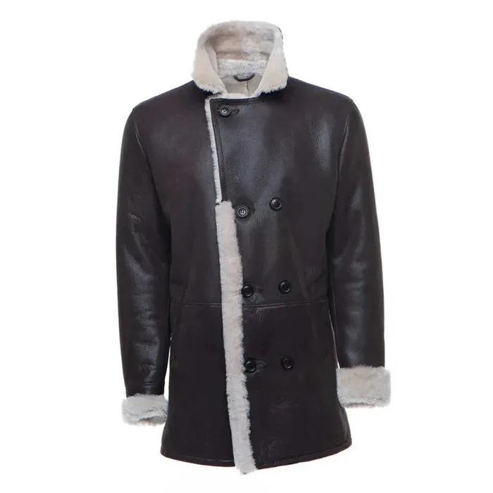 Black Jozef's Buttoned Shearling Leather Coat