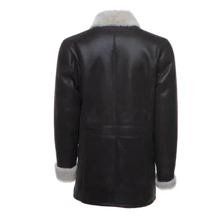 Black Jozef's Buttoned Shearling Leather Coat