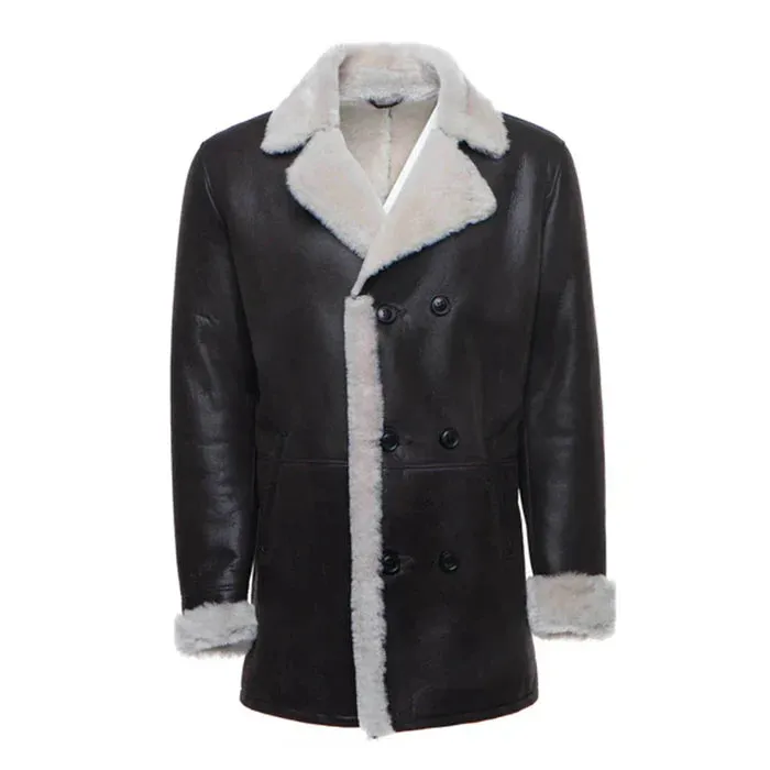 Black Jozef's Buttoned Shearling Leather Coat