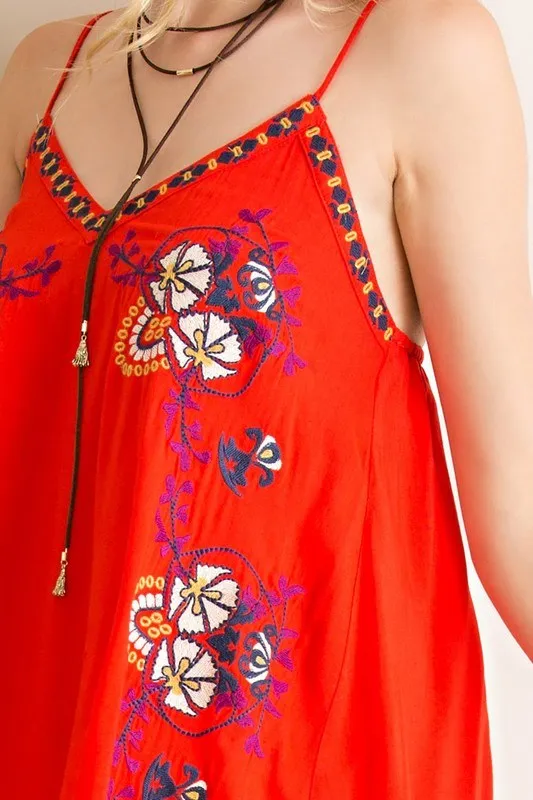 Boho Embroidered Slip Dress