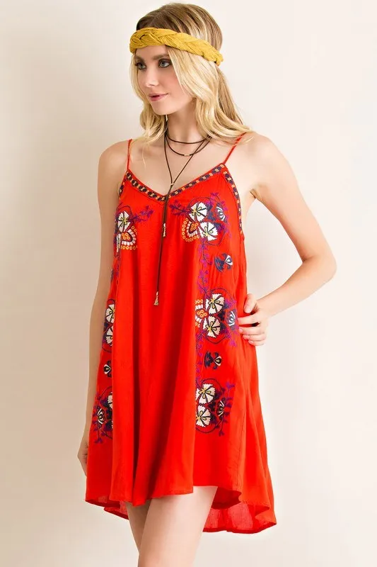 Boho Embroidered Slip Dress