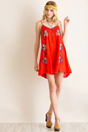Boho Embroidered Slip Dress