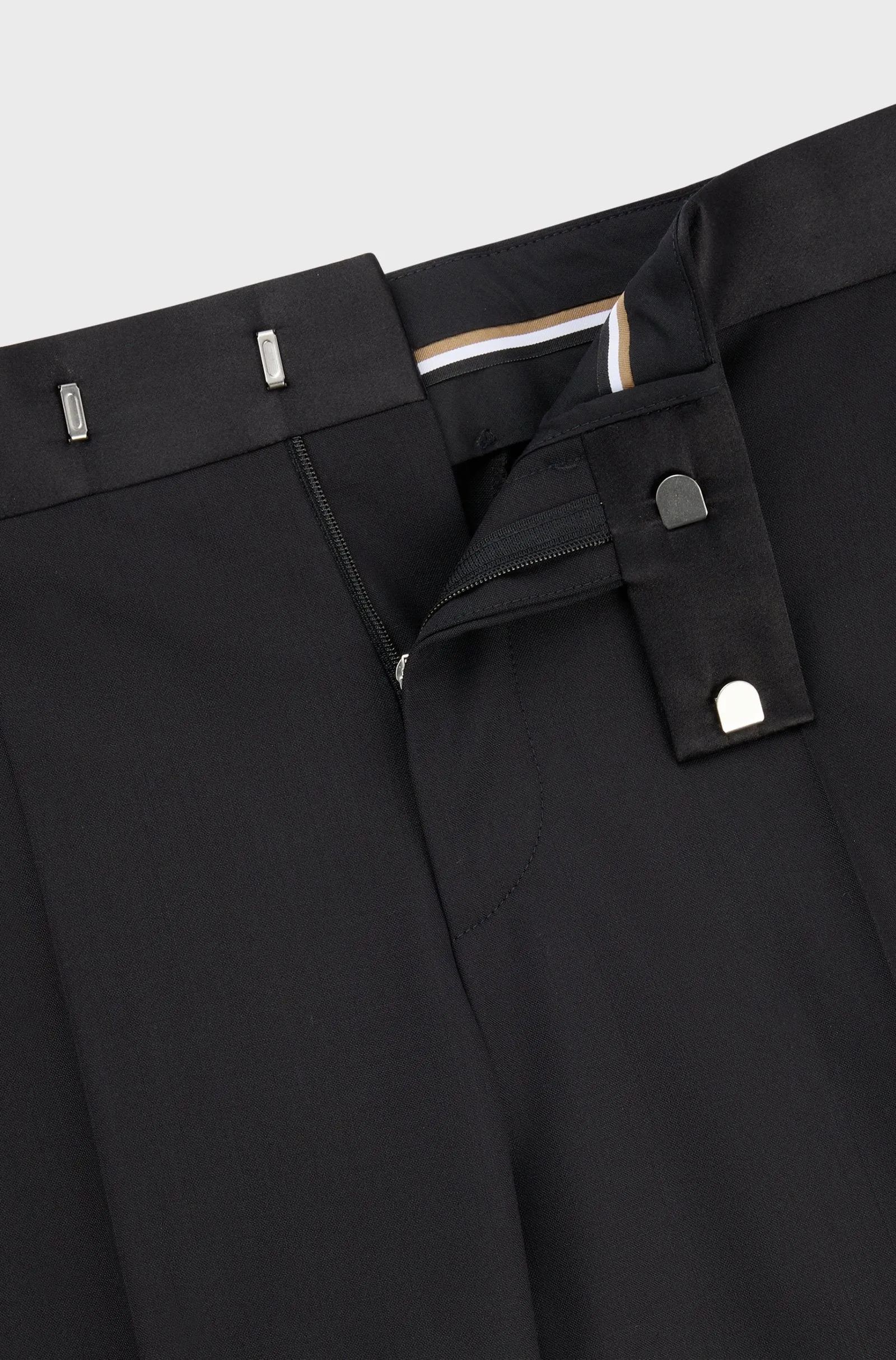 BOSS - H-GENIUS Black Slim-Fit Tuxedo Trousers In Stretch Wool 50527962 001