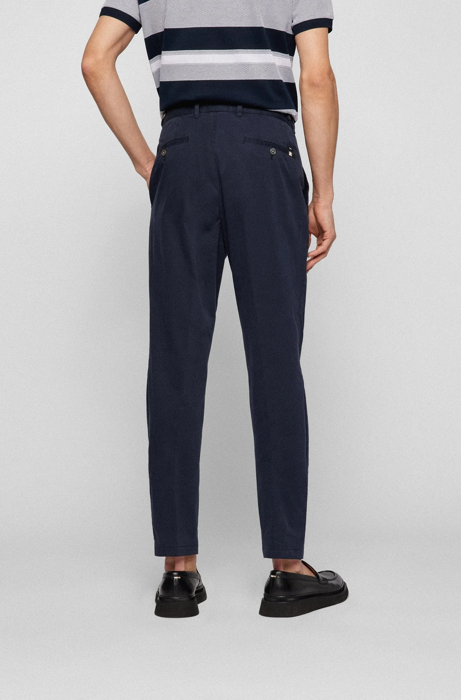 Boss Stretch Cotton Slim Fit Chinos - Navy