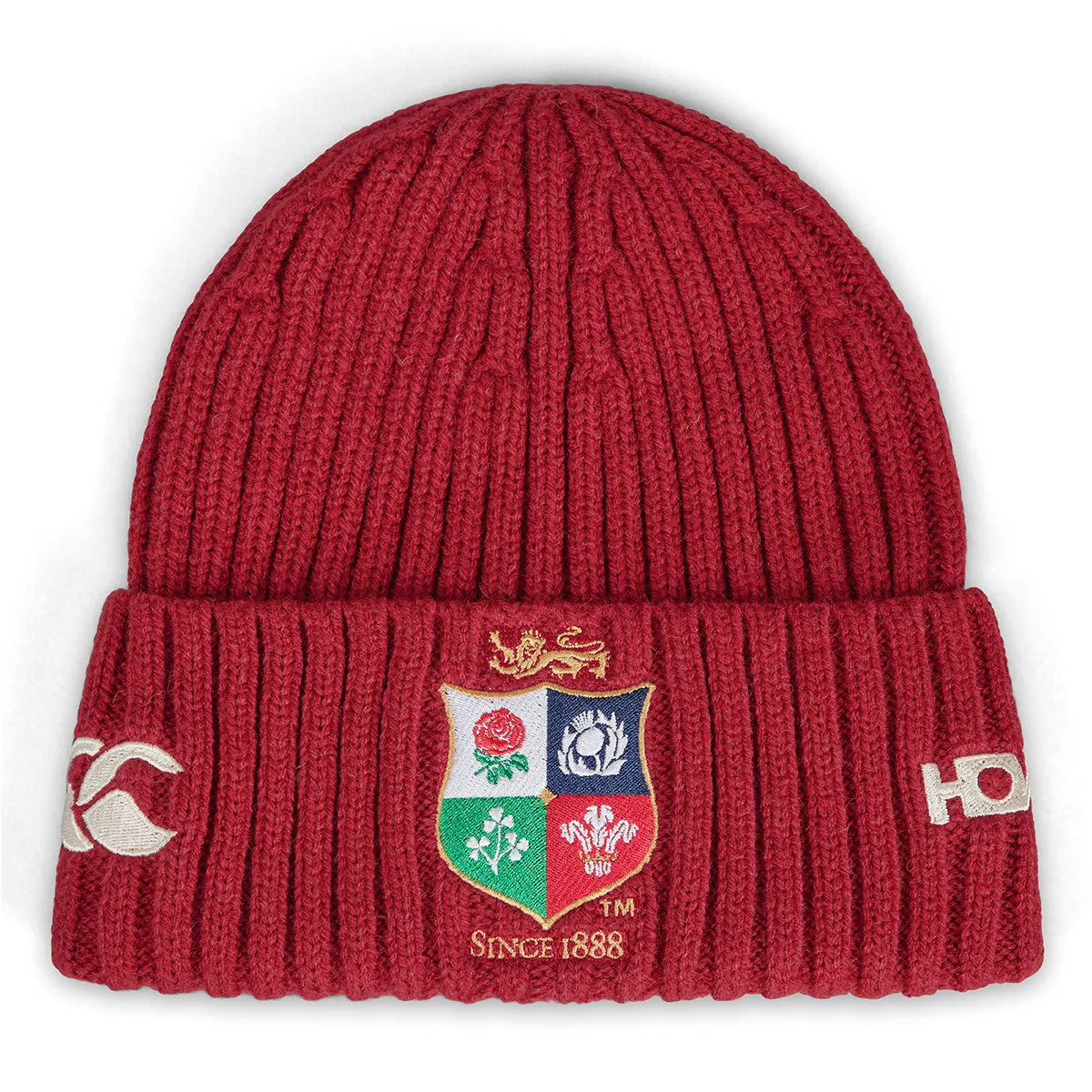 Canterbury British and Irish Lions Fleece Rugby Beanie Hat - Red Dahilia