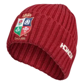 Canterbury British and Irish Lions Fleece Rugby Beanie Hat - Red Dahilia
