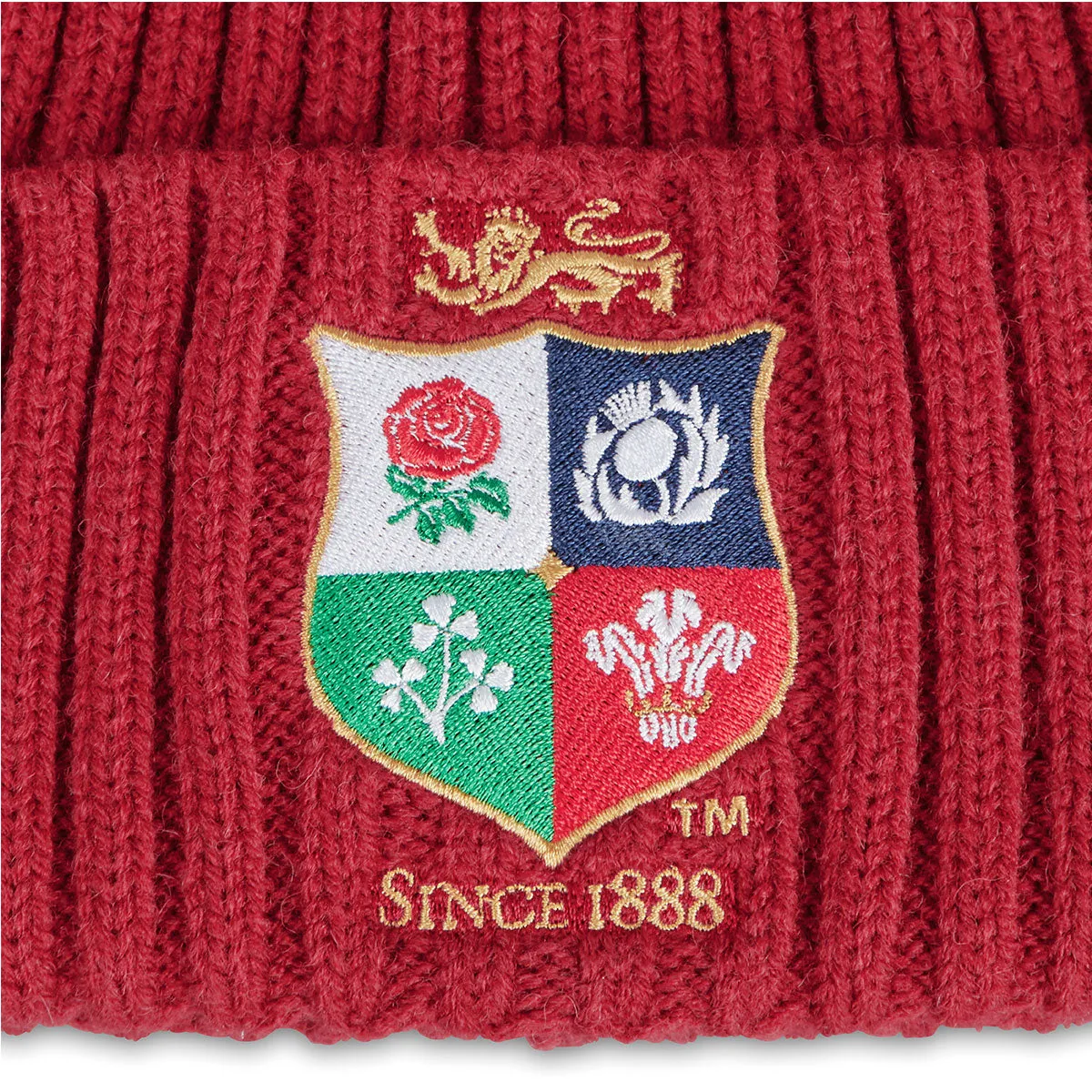 Canterbury British and Irish Lions Fleece Rugby Beanie Hat - Red Dahilia