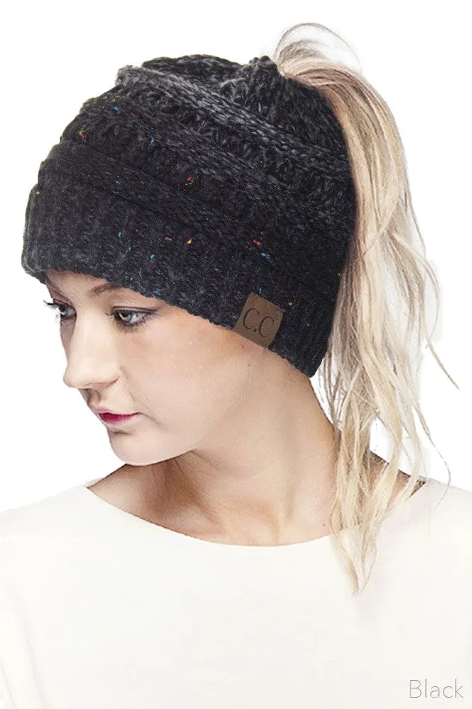 CC Confetti Messy Bun Beanie