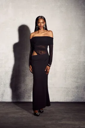 CHIC MESH MAXI HOLLOW DRESS