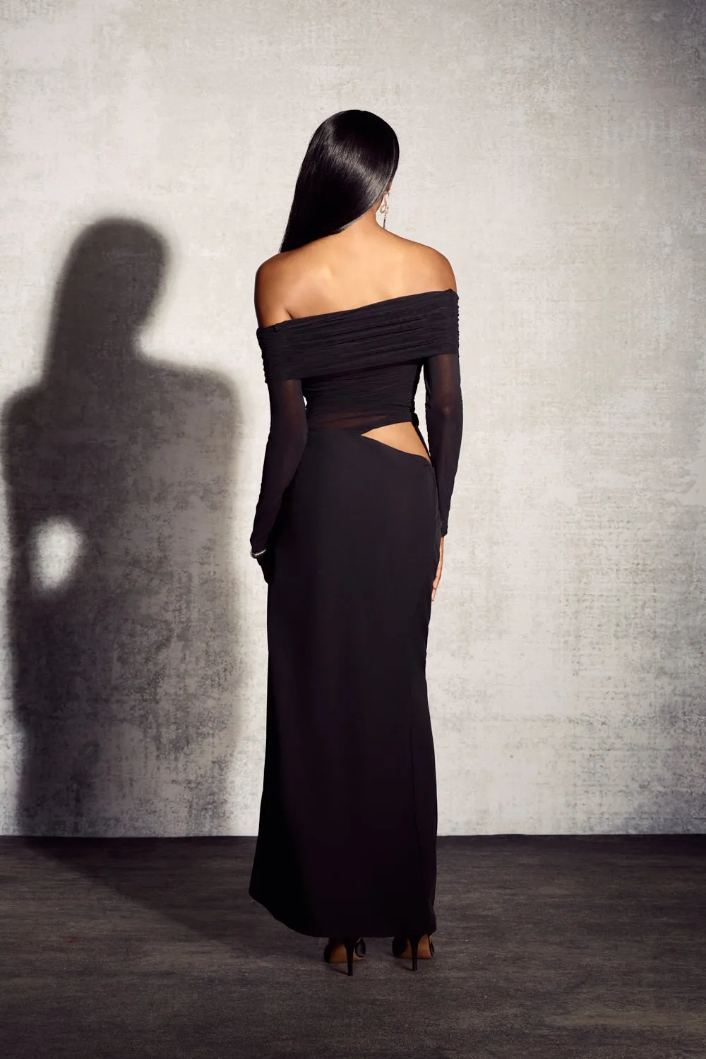 CHIC MESH MAXI HOLLOW DRESS