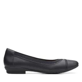 Clarks Women's Sara Bay Ballet Flats- Black Leather