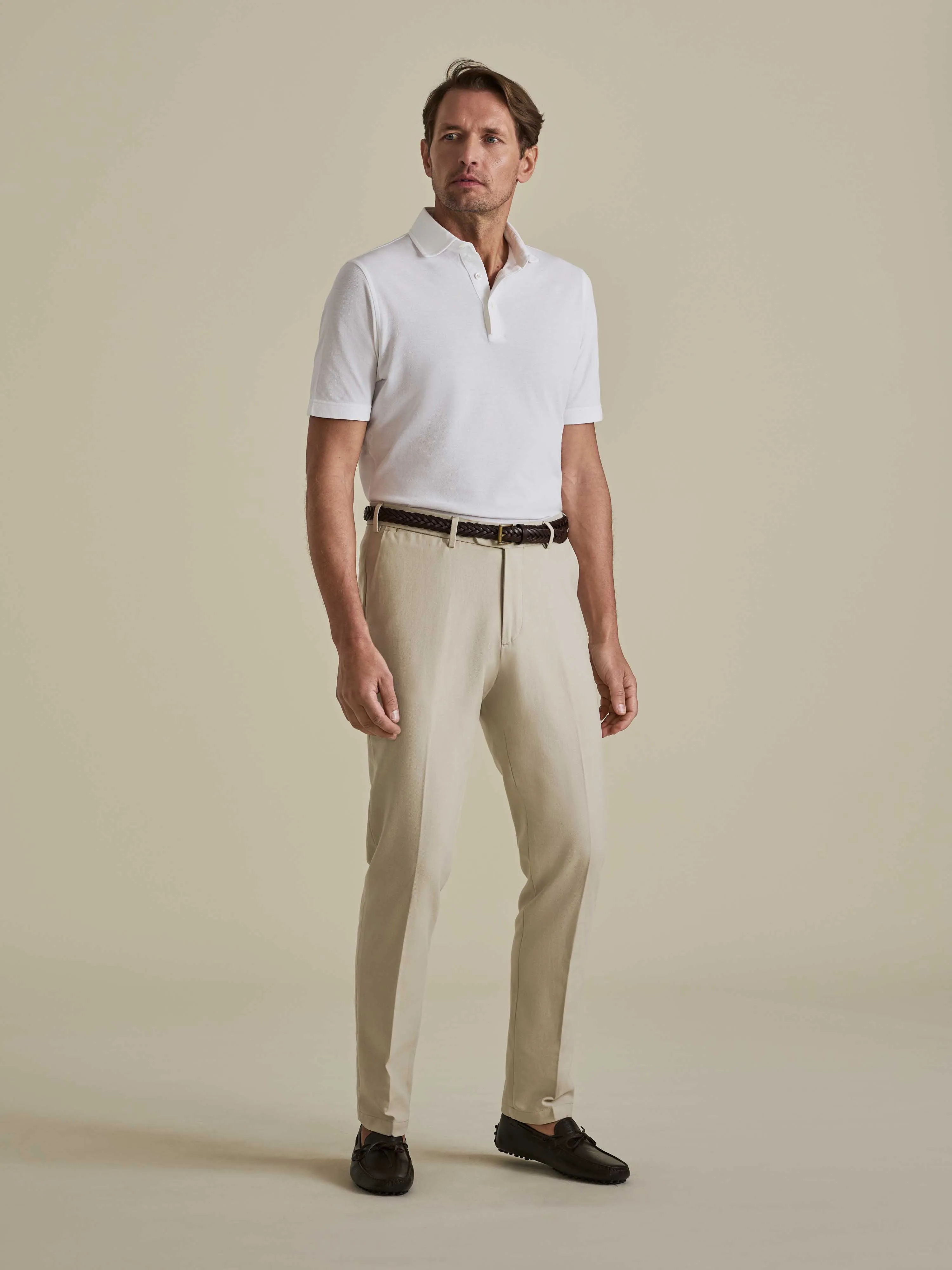 Cotton Easy Fit Flat Front Chinos