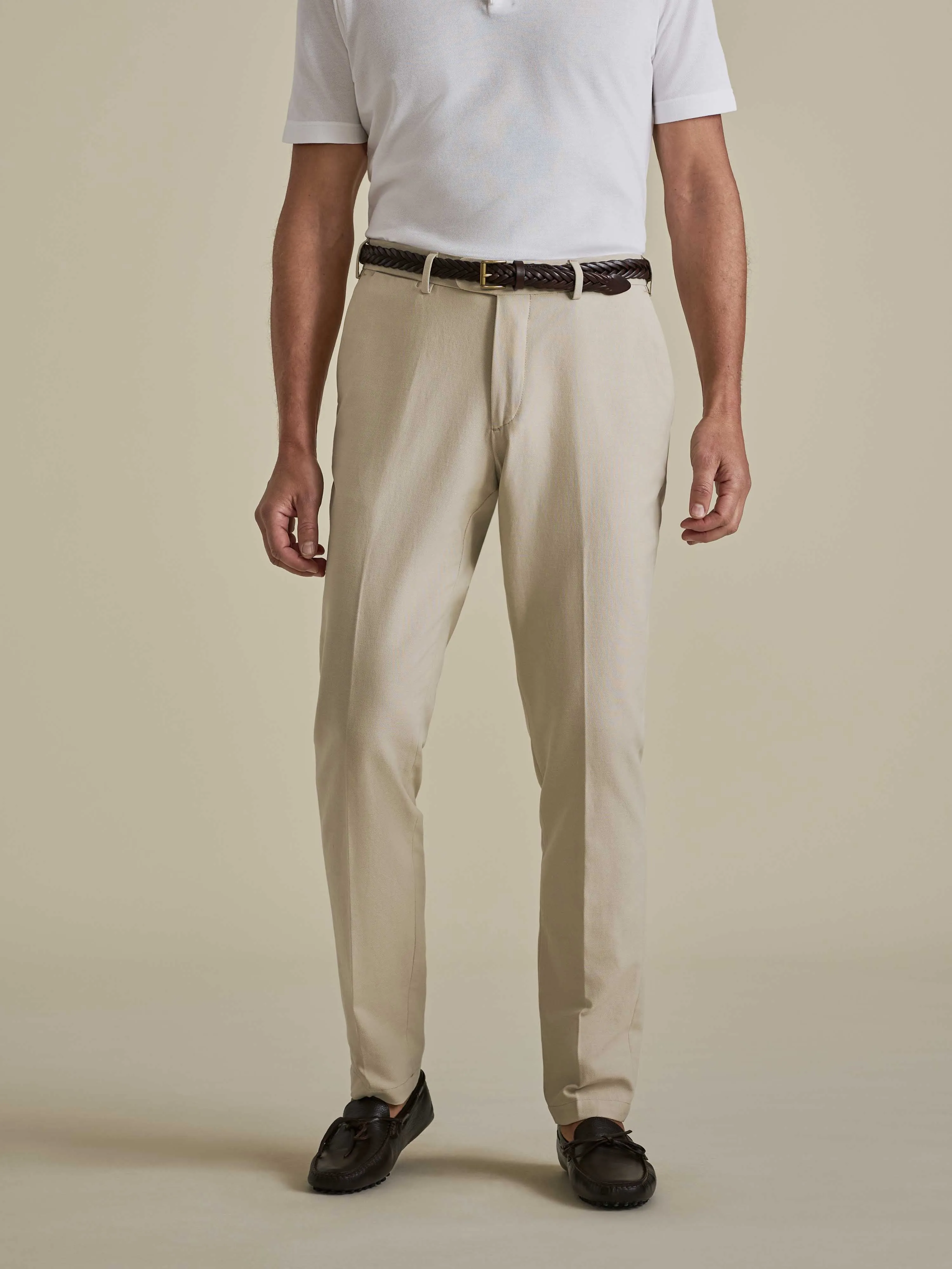 Cotton Easy Fit Flat Front Chinos