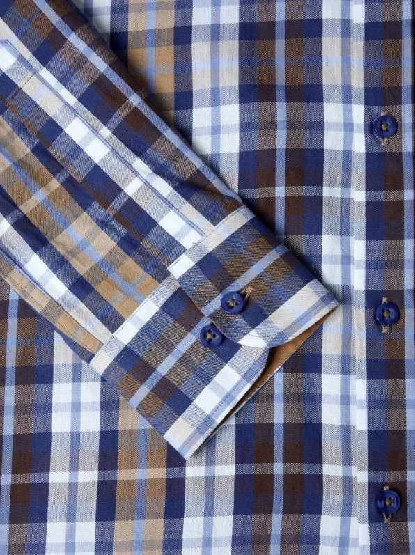 Daniel Grahame Geneva Long Sleeve Casual Check Shirt 45 - Blue
