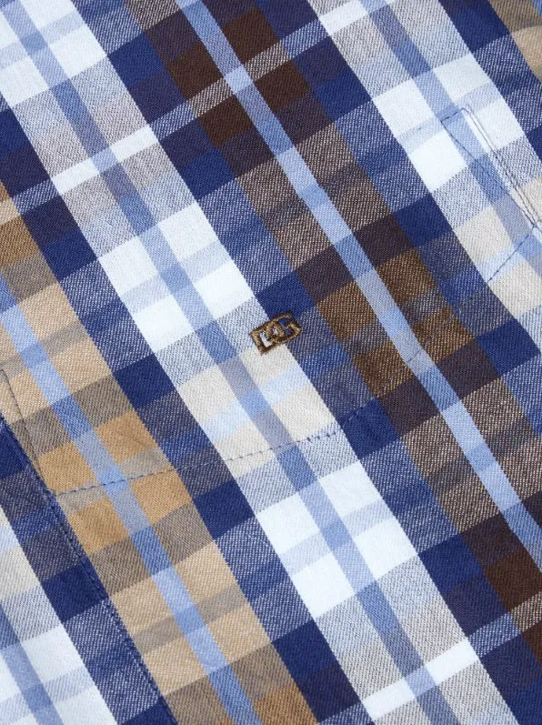 Daniel Grahame Geneva Long Sleeve Casual Check Shirt 45 - Blue