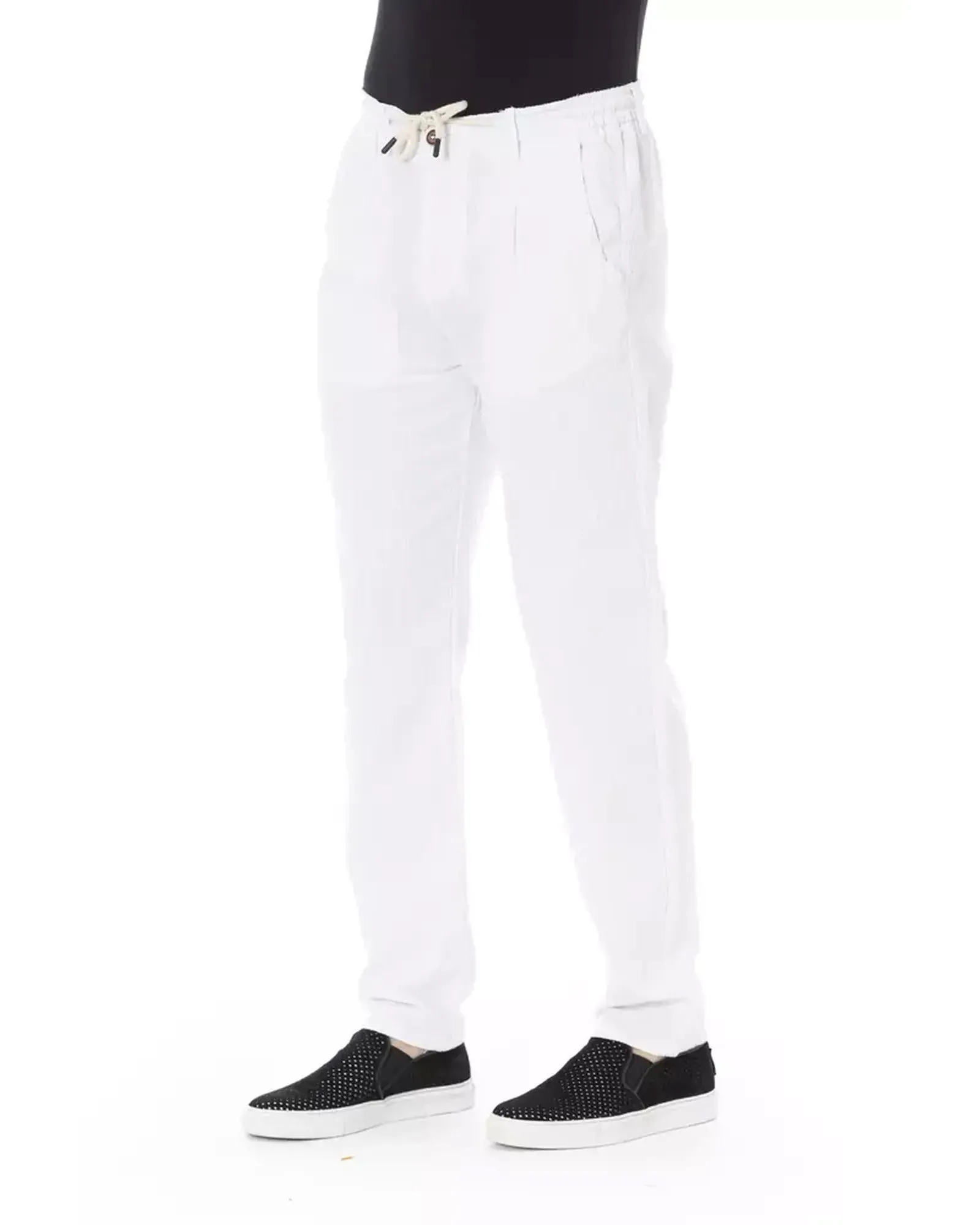 Drawstring Chino Trousers with Side and Back Pockets - W32 US