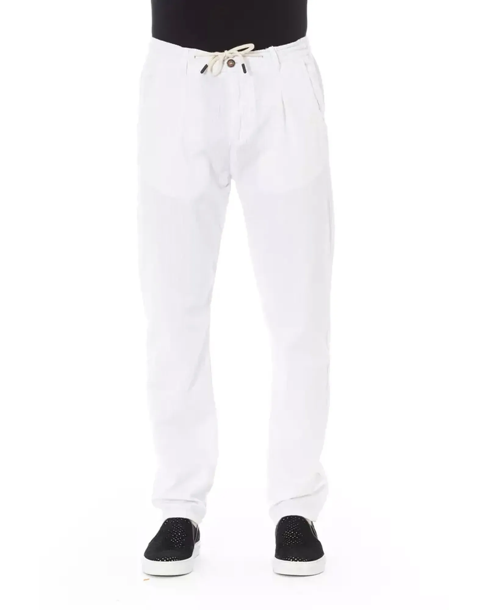 Drawstring Chino Trousers with Side and Back Pockets - W32 US