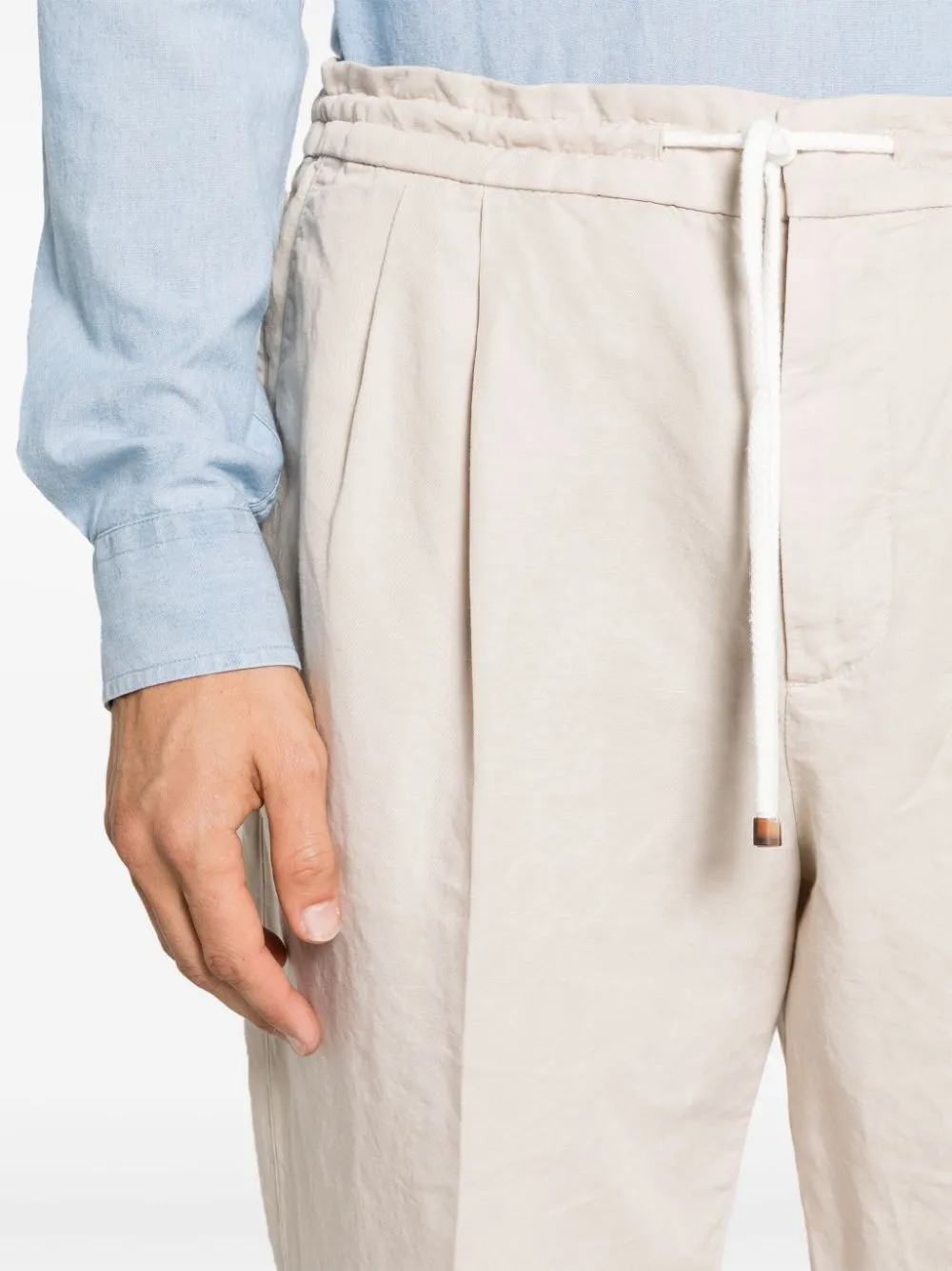drawstring linen-blend chinos