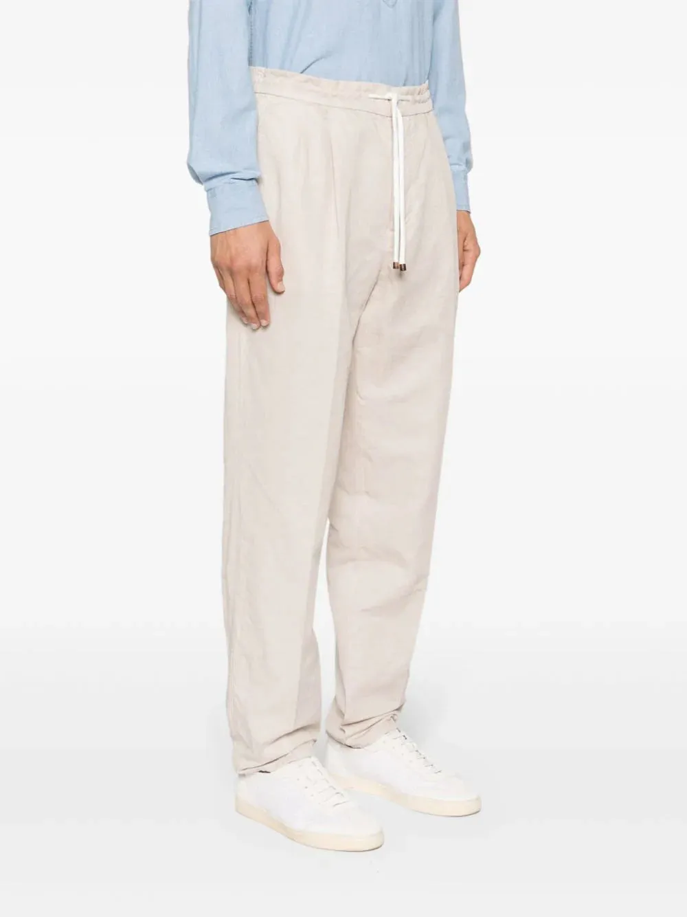 drawstring linen-blend chinos