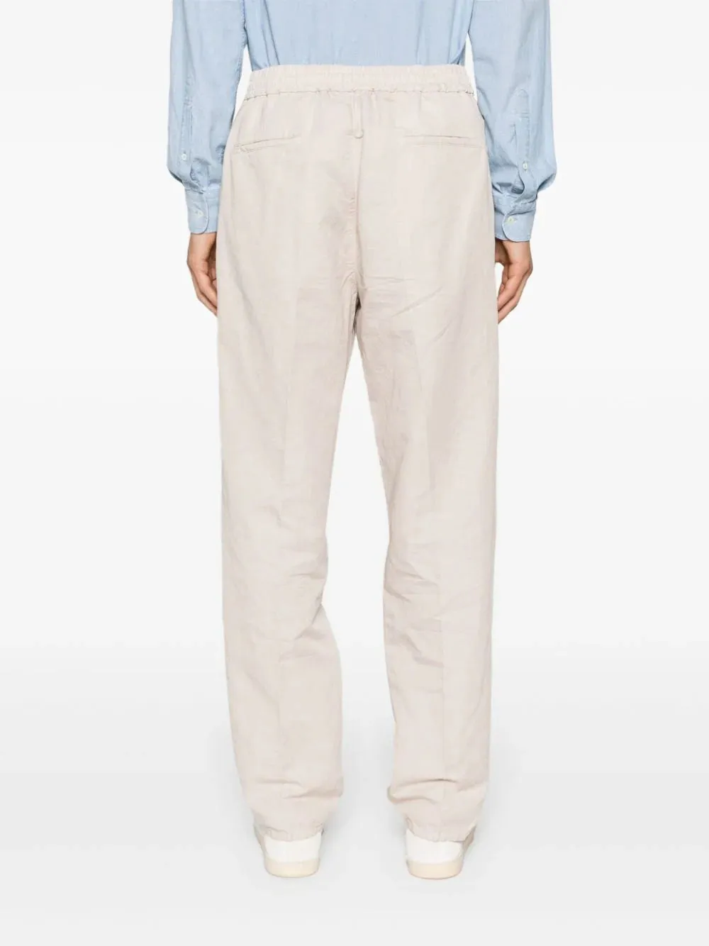 drawstring linen-blend chinos