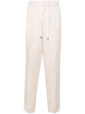 drawstring linen-blend chinos