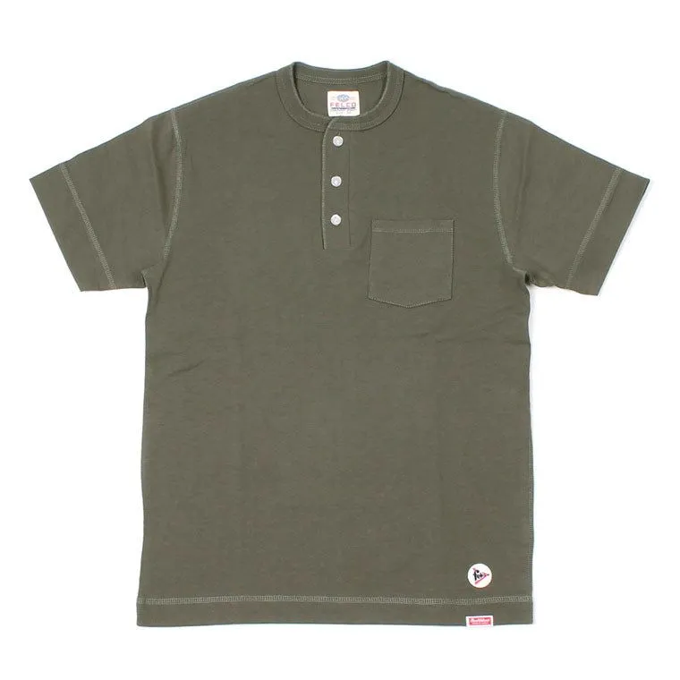 FELCO × HEALTHKNIT S/S HENLEY NECK POCKET-T U.S.COTTON OPEN END JERSEY - 5 Colors - FELC-312