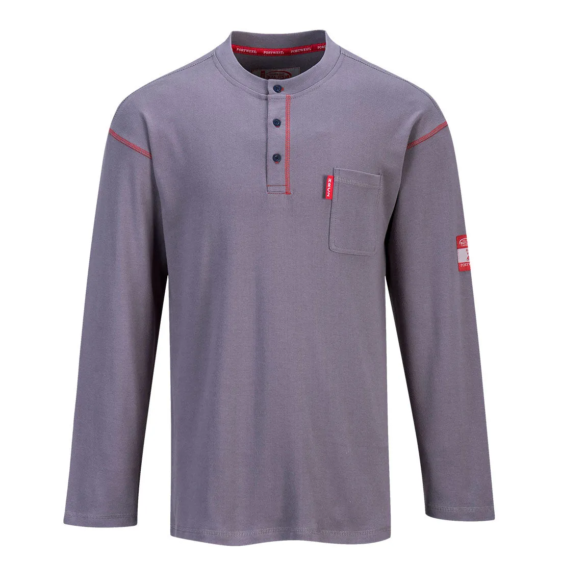 Flame Resistant Long Sleeve Gray Henley