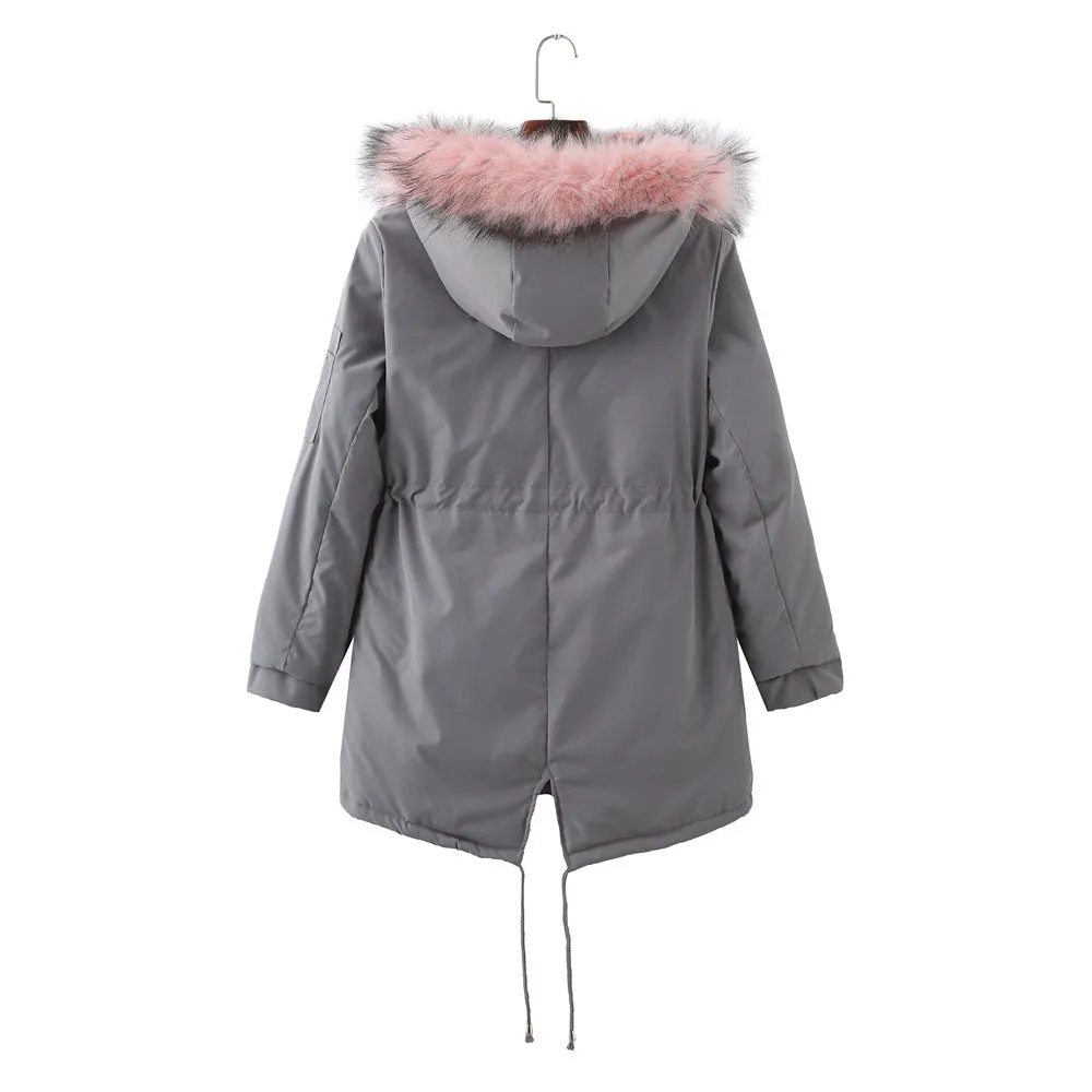 Fleece-Lined Thickened -Size Cotton-Padded Coat