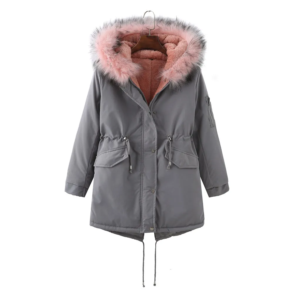 Fleece-Lined Thickened -Size Cotton-Padded Coat