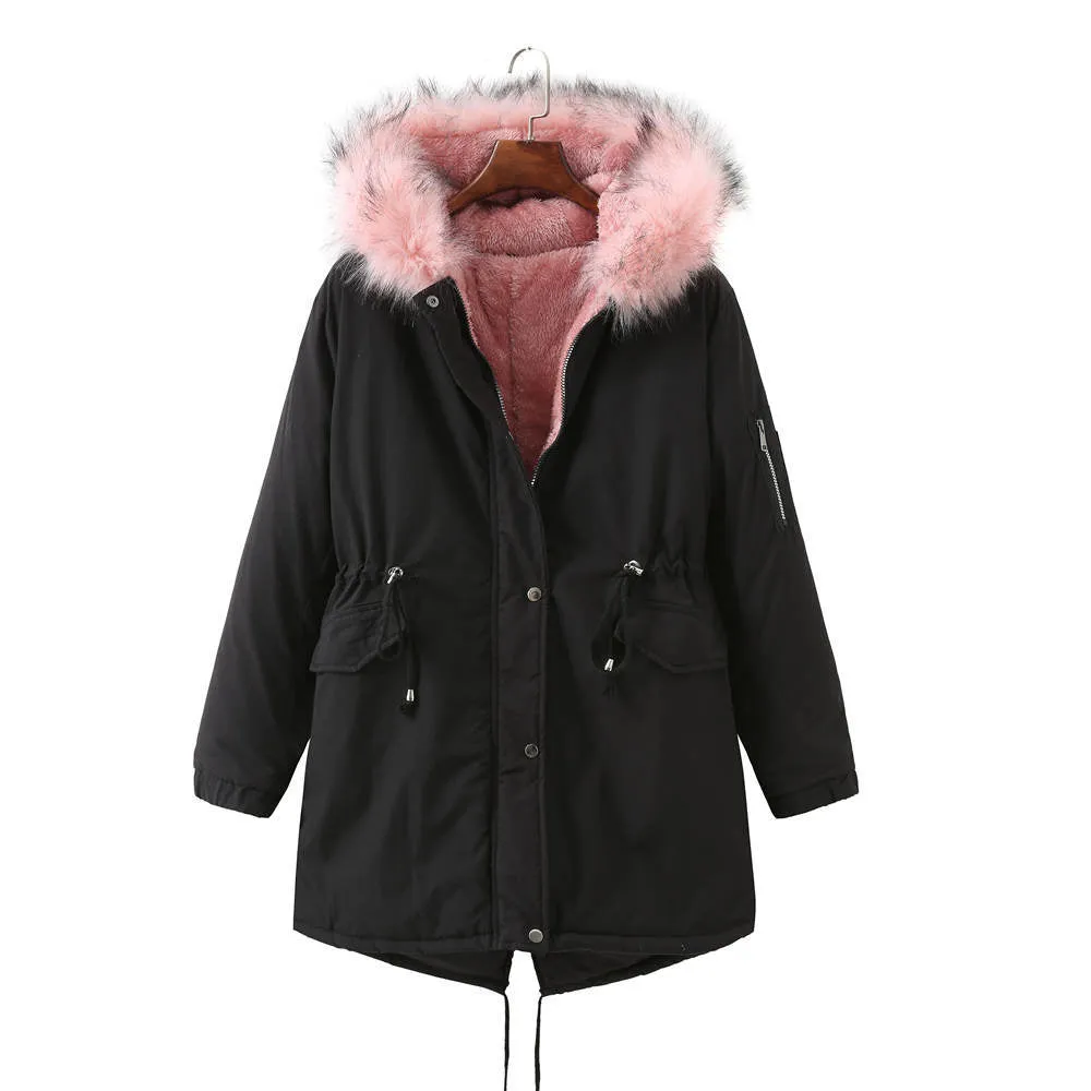 Fleece-Lined Thickened -Size Cotton-Padded Coat