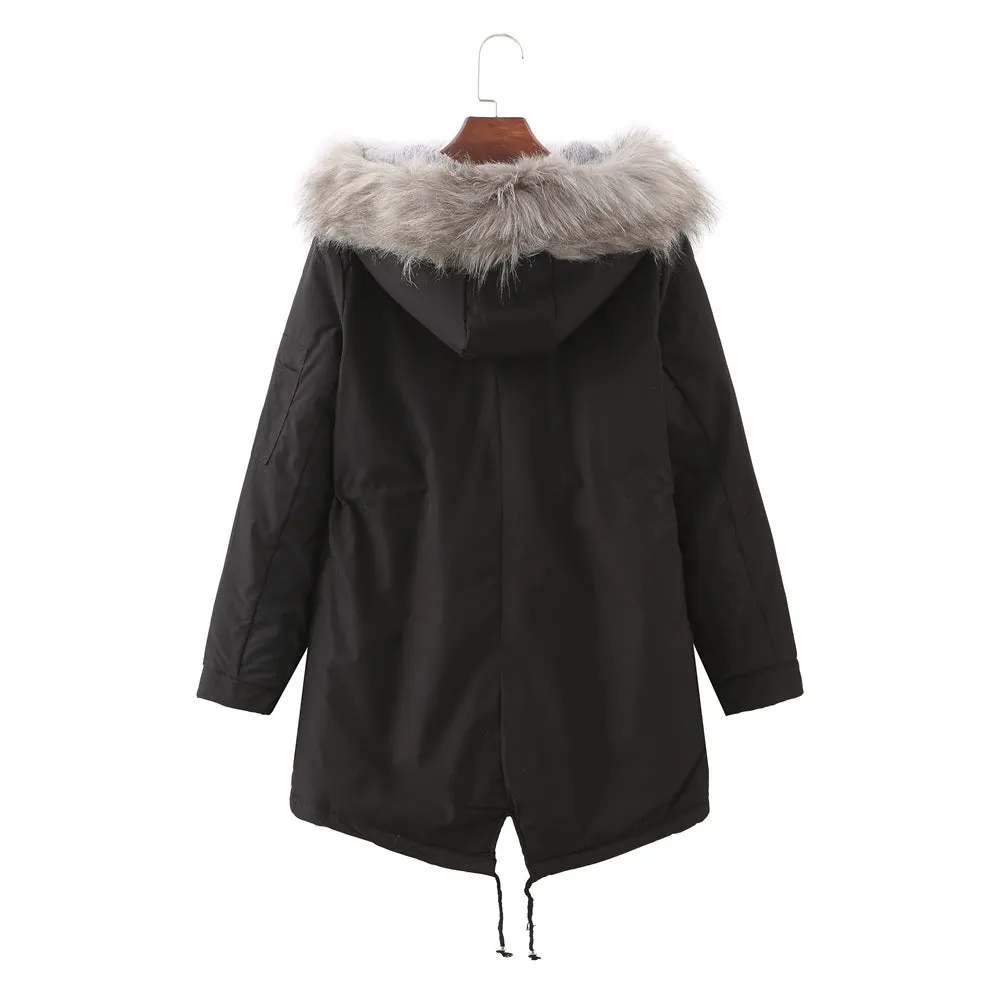 Fleece-Lined Thickened -Size Cotton-Padded Coat