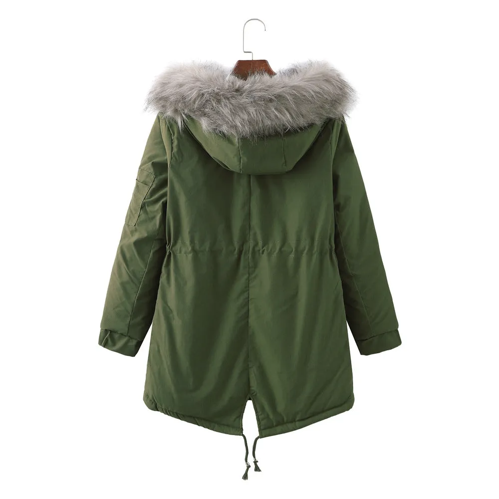 Fleece-Lined Thickened -Size Cotton-Padded Coat