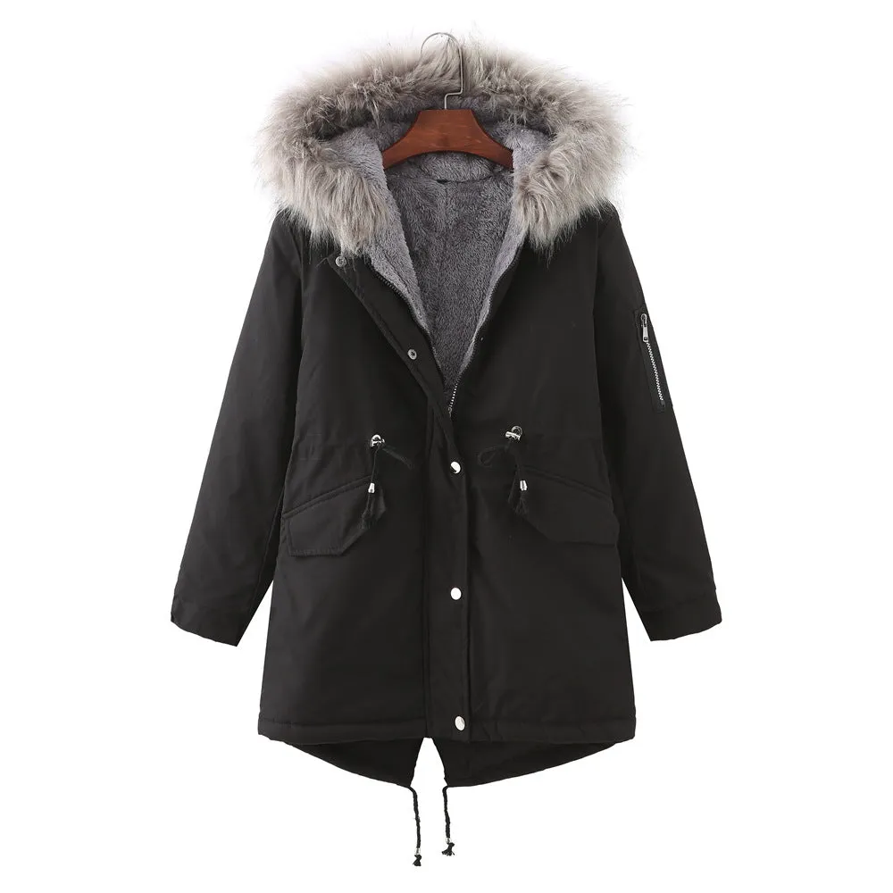 Fleece-Lined Thickened -Size Cotton-Padded Coat