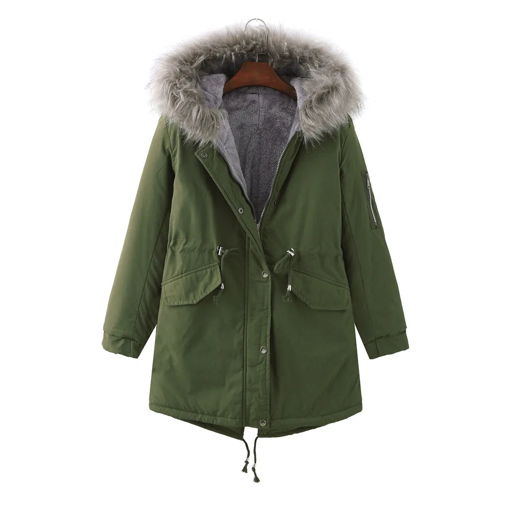 Fleece-Lined Thickened -Size Cotton-Padded Coat